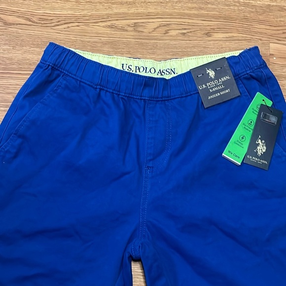 U.S. POLO ASSN Men's stretch jogging shorts blue/yellow XS Extra Small - Picture 5 of 8